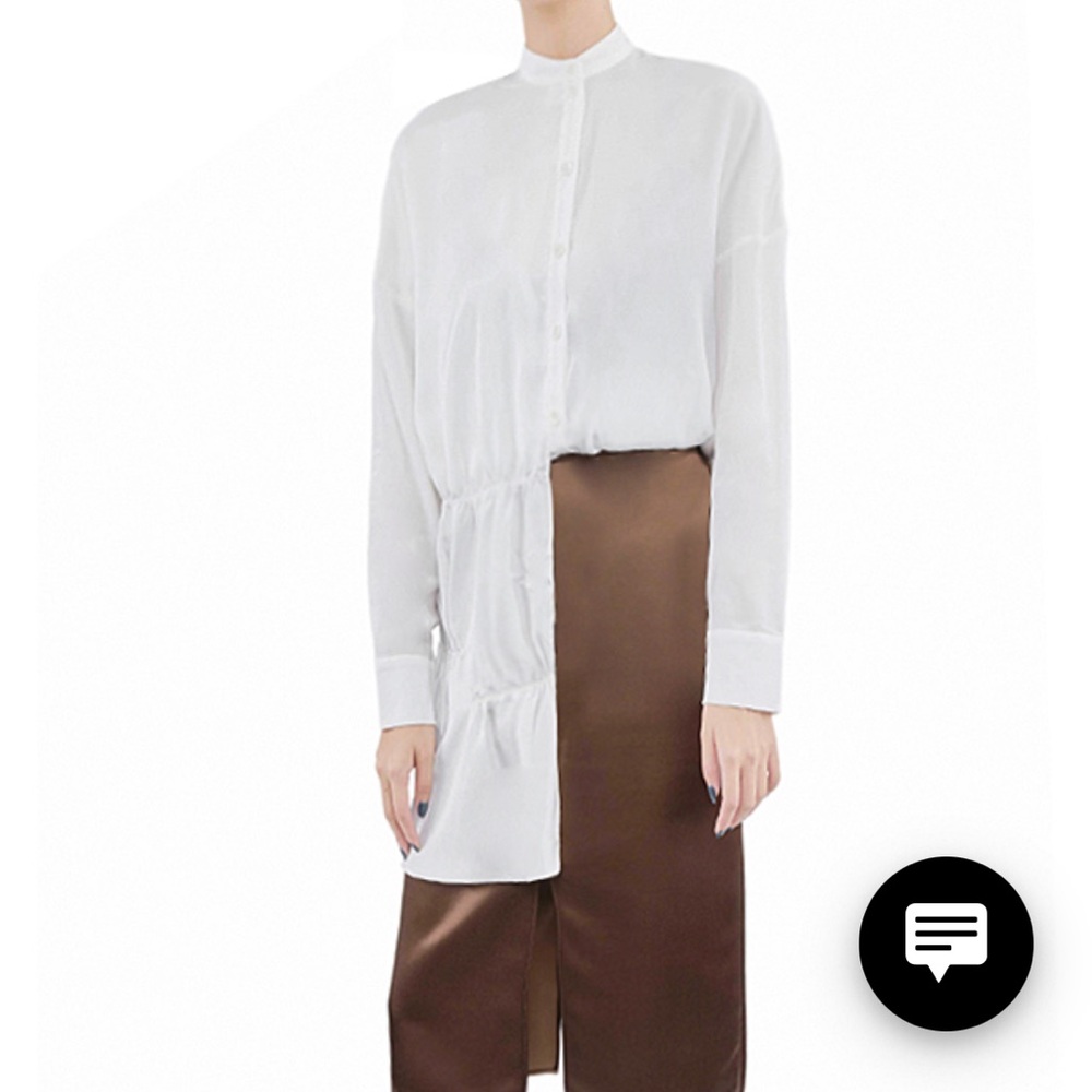 Tibi PATCHWORK SILK SHIRRED PANEL TUNIC